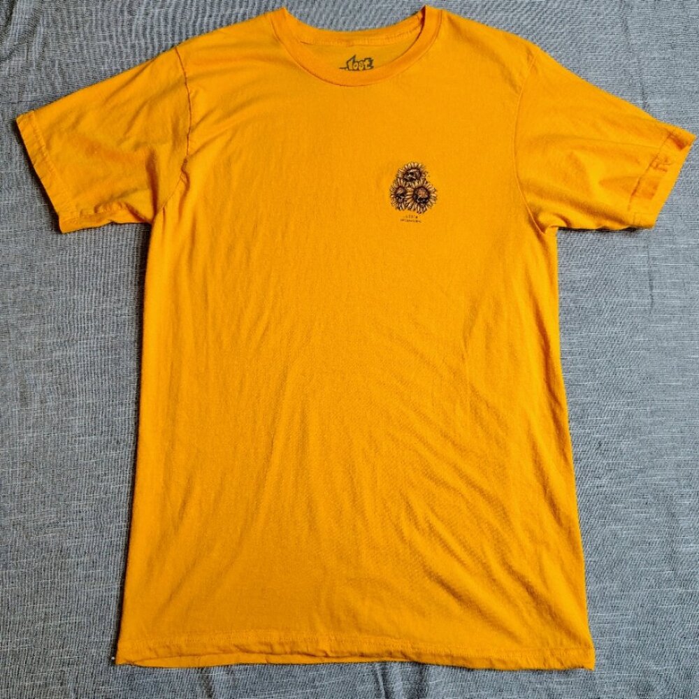 Lost Enterprises T Shirt Size Medium Yellow Sunflower Skull Skateboard Surfing - Picture 9 of 9